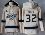 Los Angeles Kings #32 Jonathan Quick Cream Sawyer Hooded Sweatshirt Stitched NHL Jersey