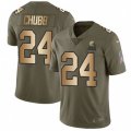 Cleveland Browns #24 Nick Chubb Limited Olive Gold 2017 Salute to Service NFL Jersey