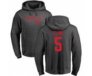 New England Patriots #5 Danny Etling Ash One Color Pullover Hoodie