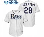Tampa Bay Rays #28 Daniel Robertson Replica White Home Cool Base Baseball Jersey
