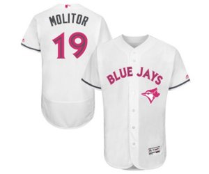 Toronto Blue Jays #19 Paul Molitor Authentic White 2016 Mother\'s Day Fashion Flex Base Baseball Jersey