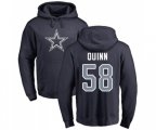 Dallas Cowboys #58 Robert Quinn Navy Blue Name & Number Logo Pullover Hoodie