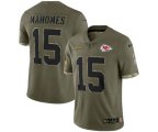Kansas City Chiefs #15 Patrick Mahomes 2022 Olive Salute To Service Limited Stitched Jersey