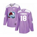 Colorado Avalanche #18 Conor Timmins Authentic Purple Fights Cancer Practice NHL Jersey