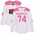 Women Ottawa Senators #74 Mark Borowiecki Authentic White Pink Fashion NHL Jersey