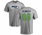 Seattle Seahawks #96 Cortez Kennedy Ash Name & Number Logo T-Shirt