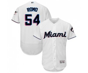 Miami Marlins #54 Sergio Romo White Home Flex Base Authentic Collection Baseball Jersey