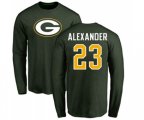 Green Bay Packers #23 Jaire Alexander Green Name & Number Logo Long Sleeve T-Shirt