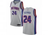 Detroit Pistons #24 Mateen Cleaves Authentic Silver NBA Jersey Statement Edition