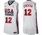 Nike Team USA #12 John Stockton Swingman White 2012 Olympic Retro Basketball Jersey
