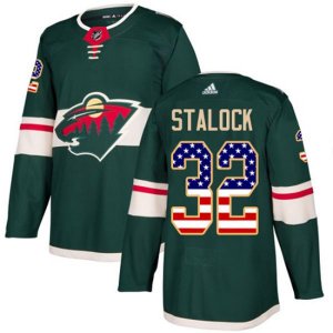 Minnesota Wild #32 Alex Stalock Authentic Green USA Flag Fashion NHL Jersey