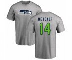 Seattle Seahawks #14 D.K. Metcalf Ash Name & Number Logo T-Shirt