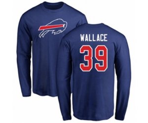 Buffalo Bills #39 Levi Wallace Royal Blue Name & Number Logo Long Sleeve T-Shirt