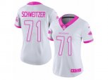 Women Atlanta Falcons #71 Wes Schweitzer Limited White Pink Rush Fashion NFL Jersey