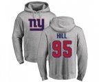 New York Giants #95 B.J. Hill Ash Name & Number Logo Pullover Hoodie