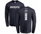 New England Patriots #17 Antonio Brown Navy Blue Backer Long Sleeve T-Shirt