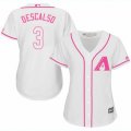 Women Arizona Diamondbacks #3 Daniel Descalso Authentic White Fashion MLB Jersey