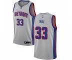 Detroit Pistons #33 Grant Hill Authentic Silver Basketball Jersey Statement Edition