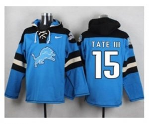 Detroit Lions #15 Golden Tate III Blue Player Pullover NFL Hoodie