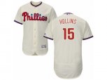 Philadelphia Phillies #15 Dave Hollins Cream Flexbase Authentic Collection MLB Jersey