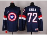 NHL Olympic Team USA #72 Justin Faulk Navy Blue Captain America Fashion Stitched Jerseys