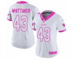 Women Carolina Panthers #43 Fozzy Whittaker Limited WhitePink Rush Fashion Football Jersey
