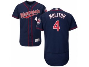Minnesota Twins #4 Paul Molitor Navy Blue Flexbase Authentic Collection MLB Jersey