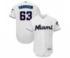 Miami Marlins Monte Harrison White Home Flex Base Authentic Collection Baseball Player Jersey