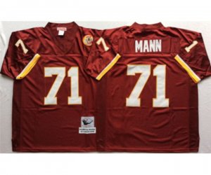 Washington Redskins #71 Charles Mann Red With 50TH Patch Authentic Throwback Football Jersey