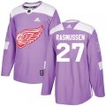 Detroit Red Wings #27 Michael Rasmussen Authentic Purple Fights Cancer Practice NHL Jersey