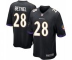 Baltimore Ravens #28 Justin Bethel Game Black Alternate Football Jersey