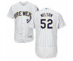 Milwaukee Brewers Jimmy Nelson White Home Flex Base Authentic Collection Baseball Player Jersey