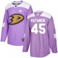 Anaheim Ducks #45 Sami Vatanen Authentic Purple Fights Cancer Practice NHL Jersey