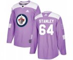 Winnipeg Jets #64 Logan Stanley Authentic Purple Fights Cancer Practice NHL Jersey