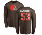 Cleveland Browns #53 Joe Schobert Brown Name & Number Logo Long Sleeve T-Shirt
