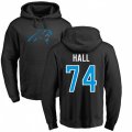 Carolina Panthers #74 Daeshon Hall Black Name & Number Logo Pullover Hoodie
