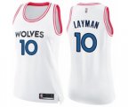 Women's Minnesota Timberwolves #10 Jake Layman Swingman White Pink Fashion Basketball Jersey