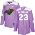 Minnesota Wild #23 Gustav Olofsson Authentic Purple Fights Cancer Practice NHL Jersey