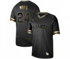 San Francisco Giants #24 Willie Mays Authentic Black Gold Fashion Baseball Jersey