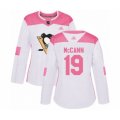 Women Pittsburgh Penguins #19 Jared McCann Authentic White Pink Fashion Hockey Jersey