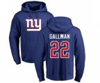 New York Giants #22 Wayne Gallman Royal Blue Name & Number Logo Pullover Hoodie