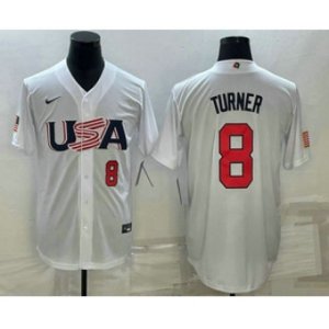 USA Baseball #8 Trea Turner Number 2023 White World Baseball Classic Stitched Jersey