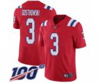 New England Patriots #3 Stephen Gostkowski Red Alternate Vapor Untouchable Limited Player 100th Season Football Jersey