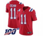 New England Patriots #11 Julian Edelman Red Alternate Vapor Untouchable Limited Player 100th Season Football Jersey