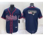 New England Patriots Blank Navy Blue Team Big Logo With Patch Cool Base Stitched Baseball Jersey