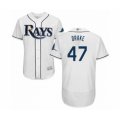 Tampa Bay Rays #47 Oliver Drake Home White Home Flex Base Authentic Collection Baseball Player Jersey