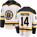 Boston Bruins #14 Paul Postma Authentic White Away Fanatics Branded Breakaway NHL Jersey