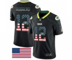 Green Bay Packers #12 Aaron Rodgers Limited Black Rush USA Flag Football Jersey