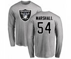 Oakland Raiders #54 Brandon Marshall Ash Name & Number Logo Long Sleeve T-Shirt