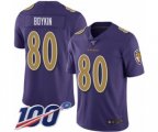 Baltimore Ravens #80 Miles Boykin Limited Purple Rush Vapor Untouchable 100th Season Football Jersey
